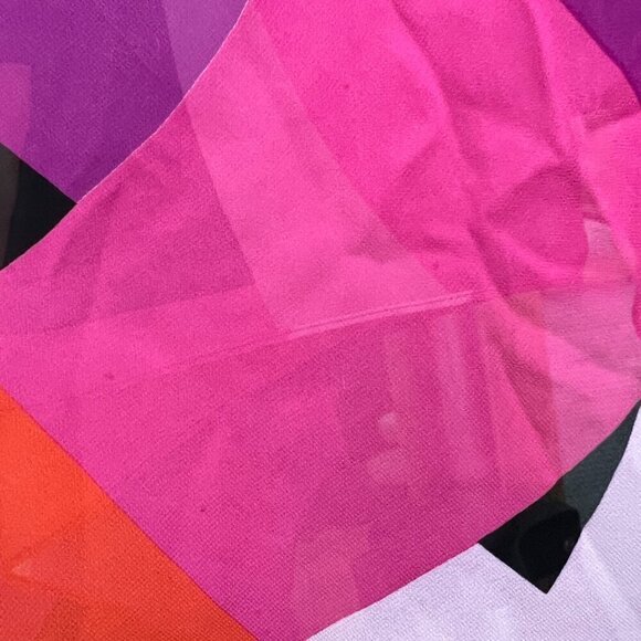 SLNY Black Scoop Neck Cap Sleeve Chiffon Multicolor‎ Asymmetrical Maxi Dress Sz8 - Picture 15 of 16